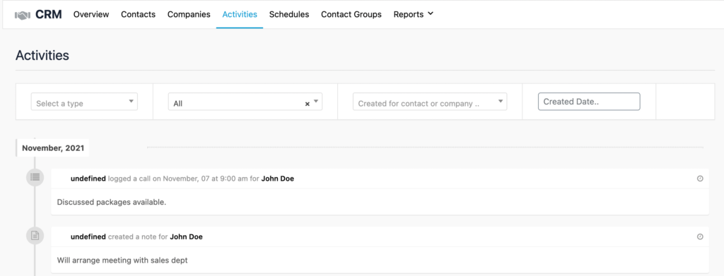 Support Docs - CRM Activities - Step 6