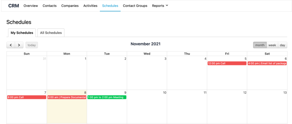 Support Docs - CRM Schedules - Step 1