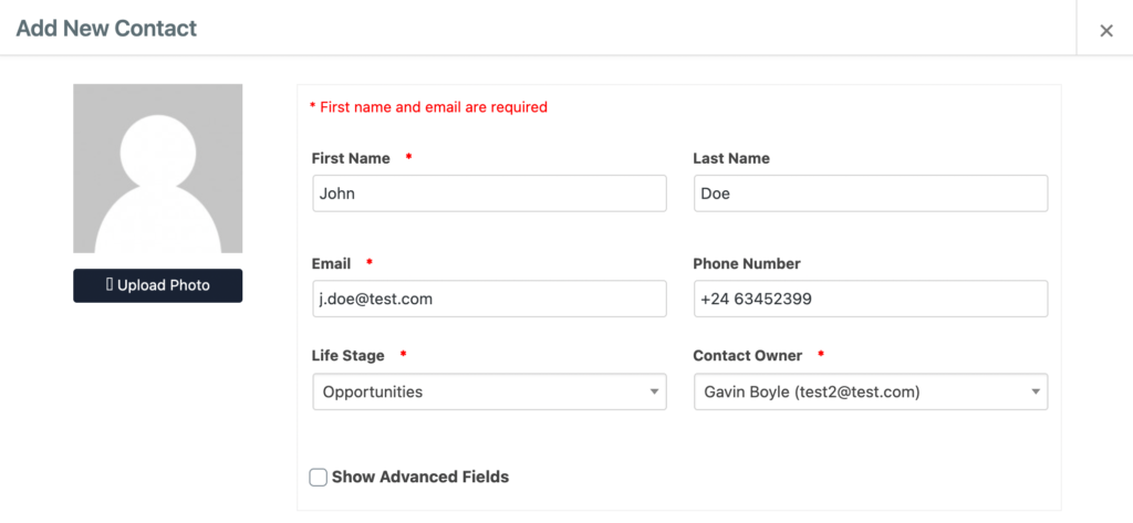 Support Docs - Member CRM Contacts - Step 2