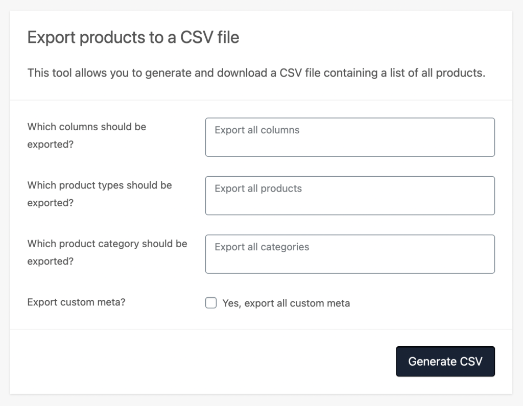 Support Docs - Import Export Products- Step 2