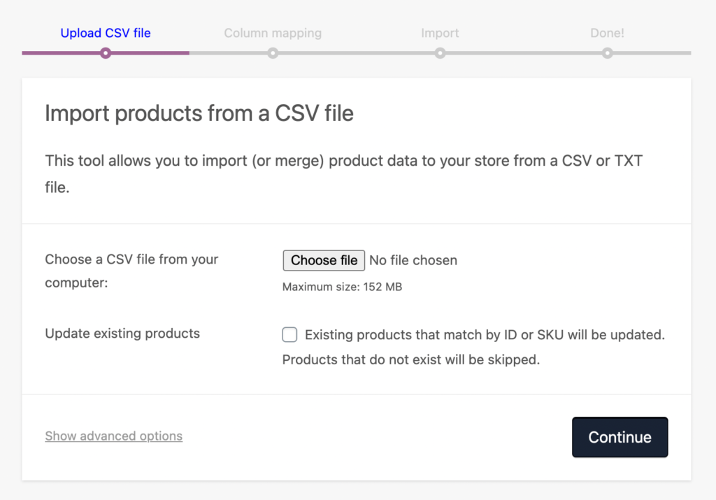 Support Docs - Import Export Products- Step 3